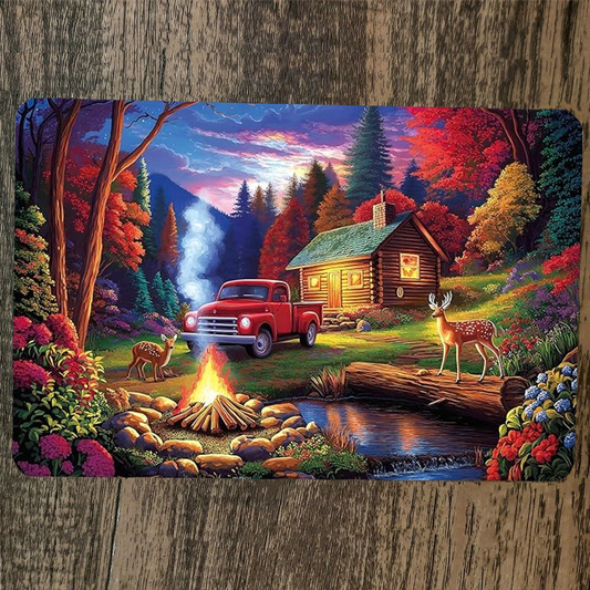 Creative Cabin in the Woods Artwork 8x12 Metal Wall Sign