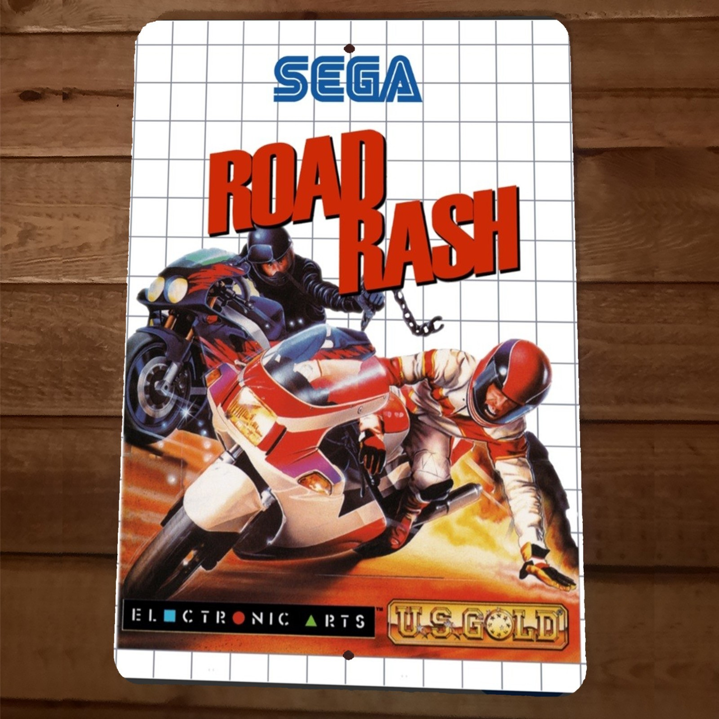 Road Rash Cover Art Sega Master System 8x12 Inch Wall Sign