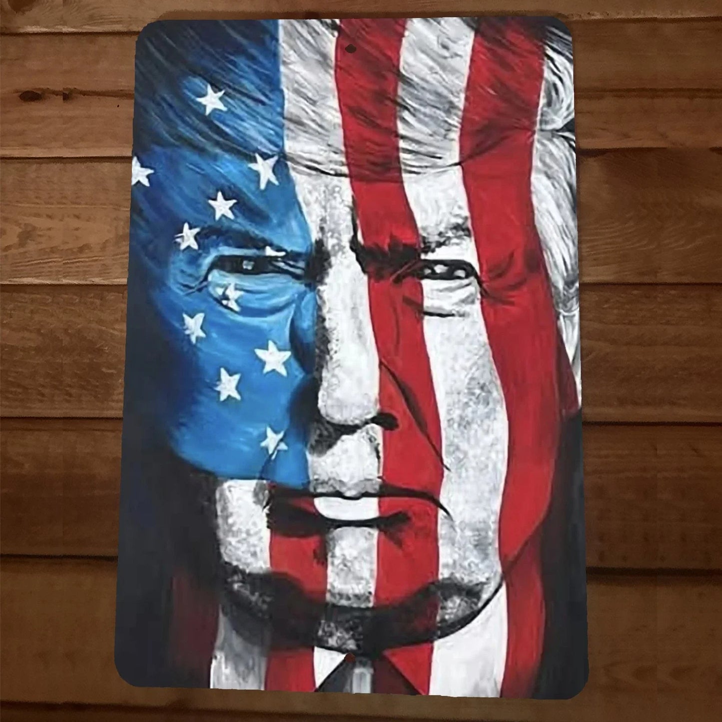 Trump USA Flag "The Colors Don't Bleed" 8x12 Inch Metal Wall Sign
