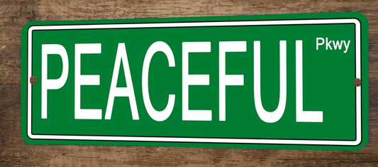 Peaceful Pkwy 4x12 Metal Wall Sign Banner Poster Green Steet Sign