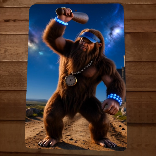Captain Caveman Bigfoot Crossover Artwork 8x12 Metal Wall Animal Sign