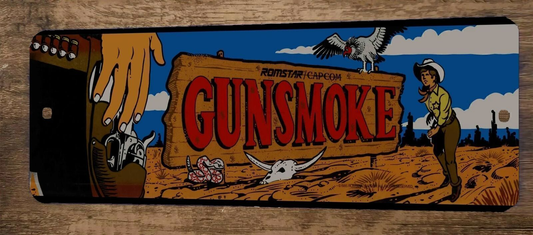 Gunsmoke Arcade Video Game 3x12 Metal Wall Sign Marquee Banner Poster