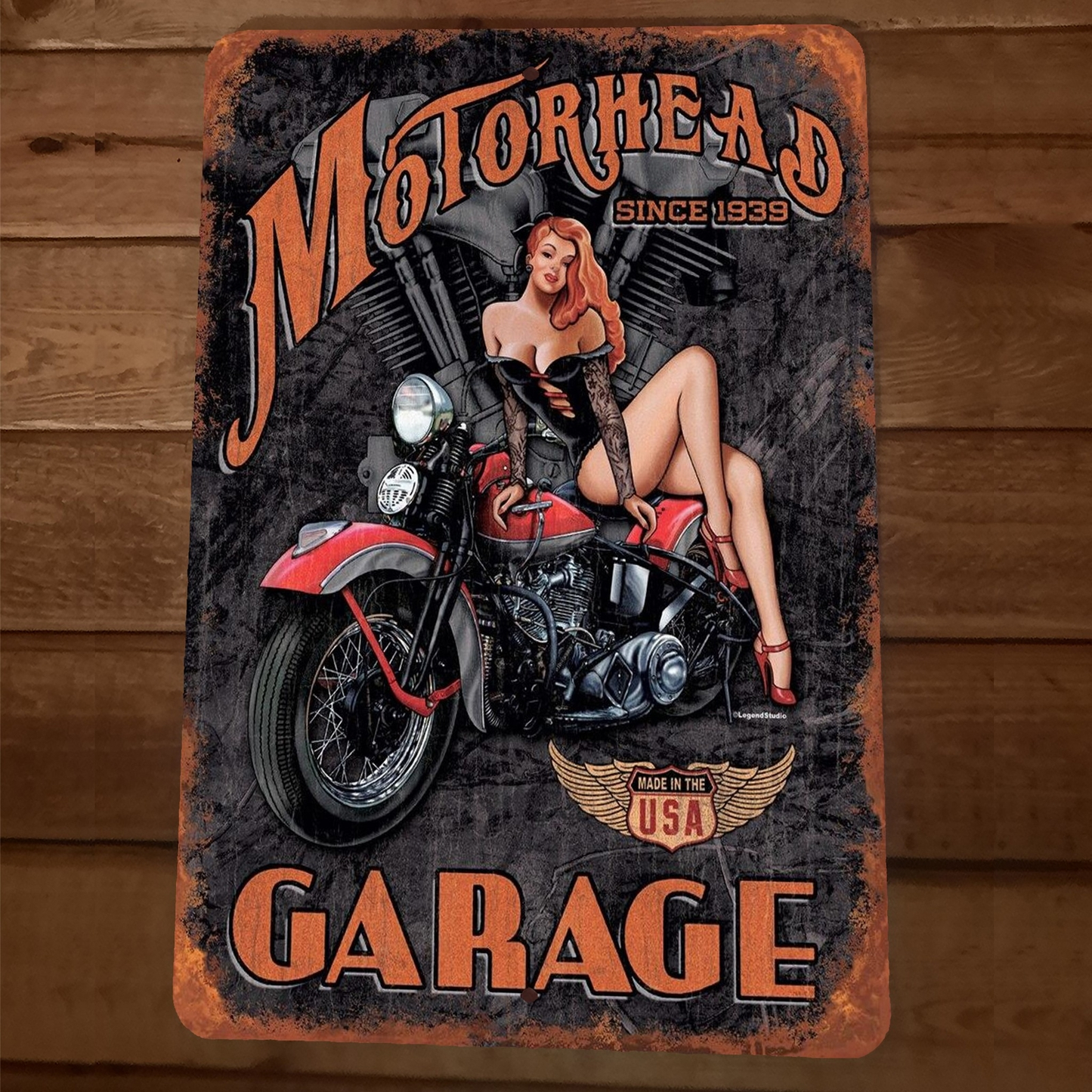 Motorhead Garage Since 1939 Motorcycles 8x12 Metal Wall Sign