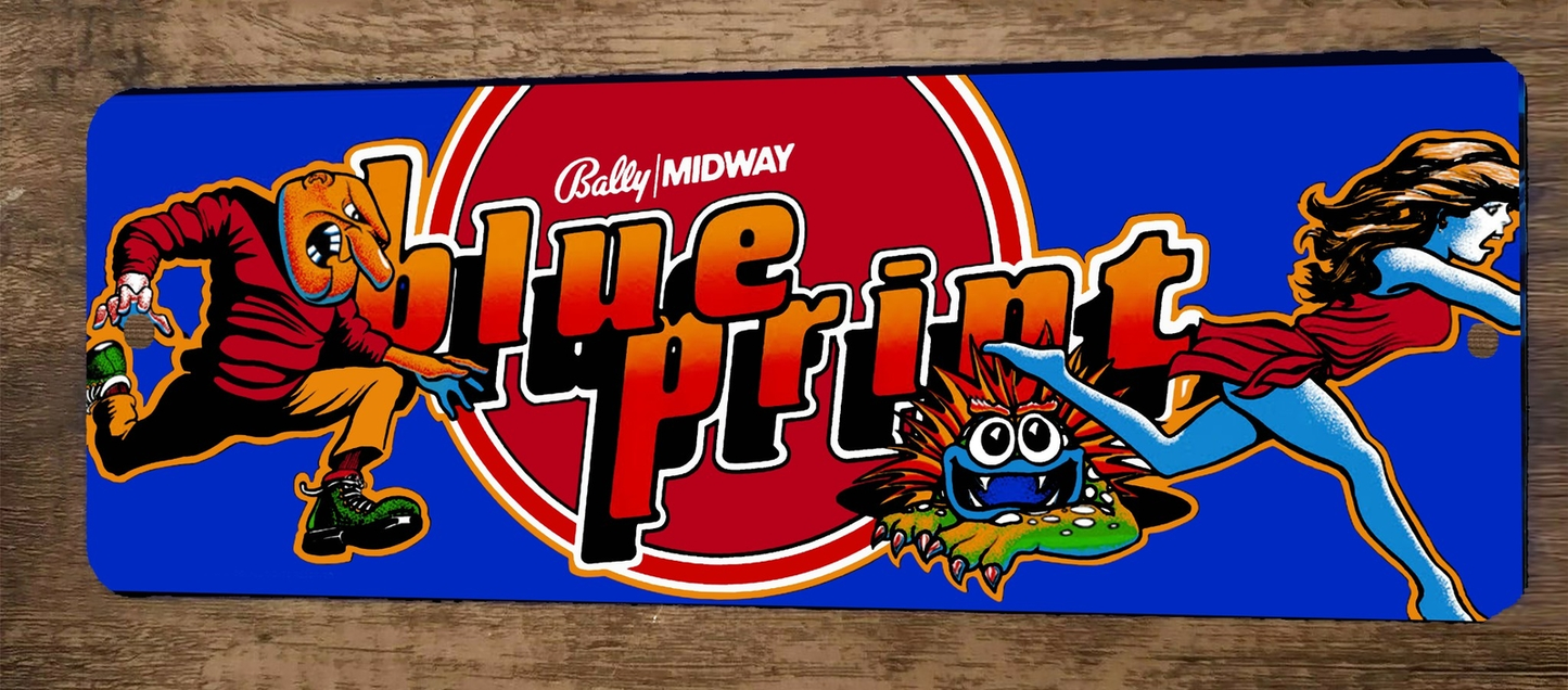 Blue Print Video Game Arcade Marquee 4x12 Metal Wall Sign Banner Poster