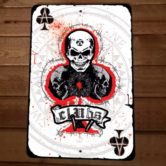 Ace of Anarchy Clubs Playing Card 8x12 Metal Wall Sign Garage Poster