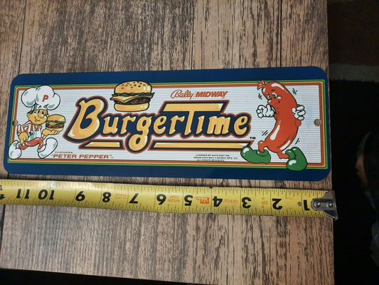 Burgertime Classic Arcade Video Game Marquee Banner 3x12 Metal Wall Sign #1