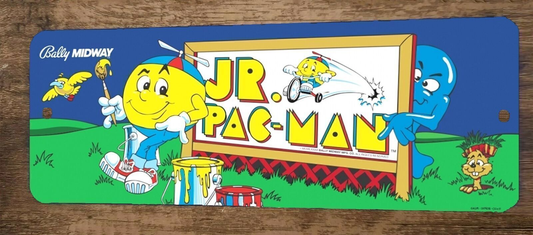 Jr Pac Man Arcade 3x12 Metal Wall Video Game Sign