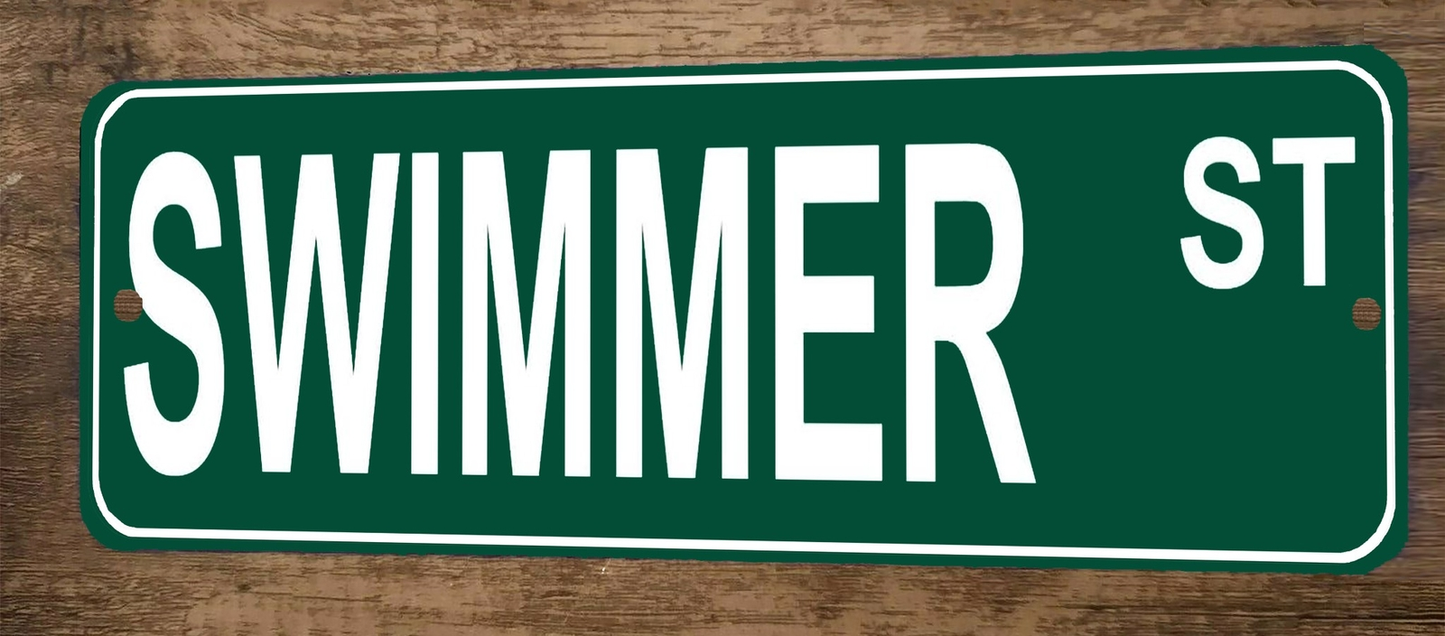 Swimmer St 3x12 Metal Wall Sign