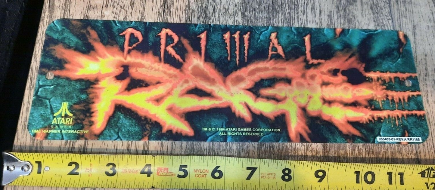 Primal Rage Classic Arcade Marquee Banner 3x12 Metal Wall Sign