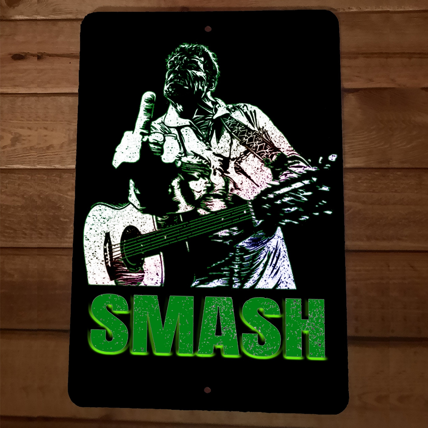 SMASH 8x12 Metal Wall Sign Hulk Guitar Johnny Cash Parody