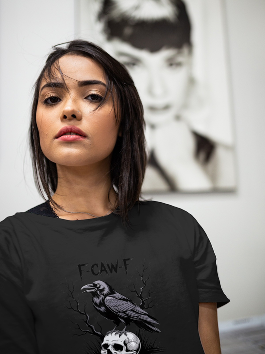 F CAW F Raven on Skull Mens T Shirt Gildan