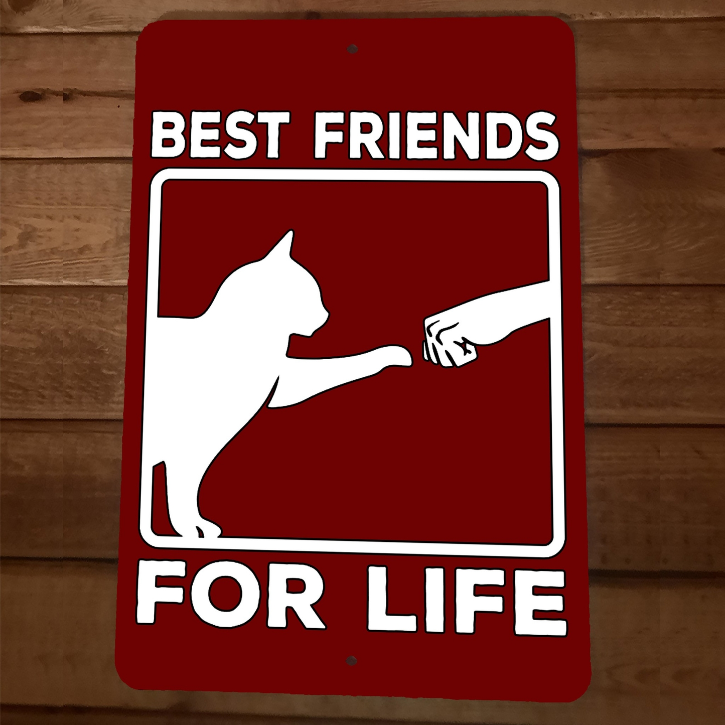 Best Friends for Life Cat 8x12 Metal Wall Animal Sign