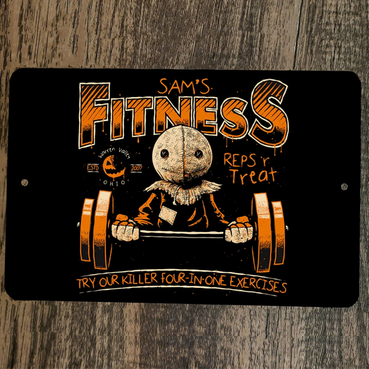 Sams Fitness 8x12 Metal Wall Halloween Sign - Trick or Treat Decoration