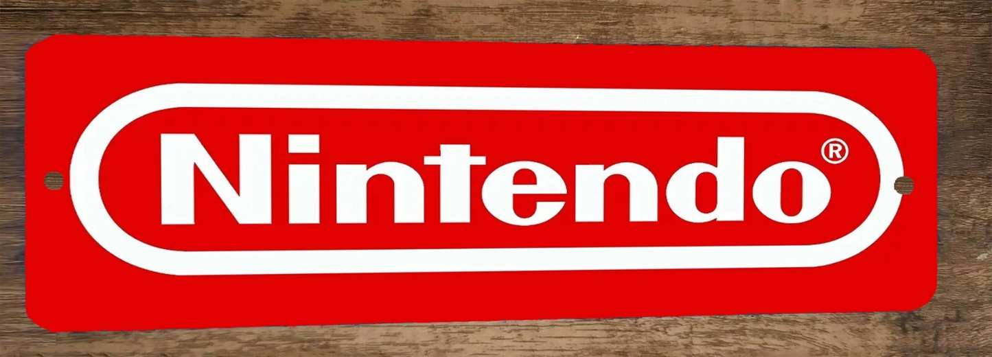 Red Nintendo Logo Video Game 3x12 Inch Metal Wall Sign