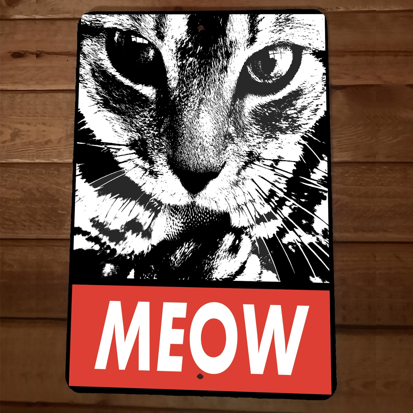 MEOW Cat Kitty 8x12 Metal Wall Animal Sign