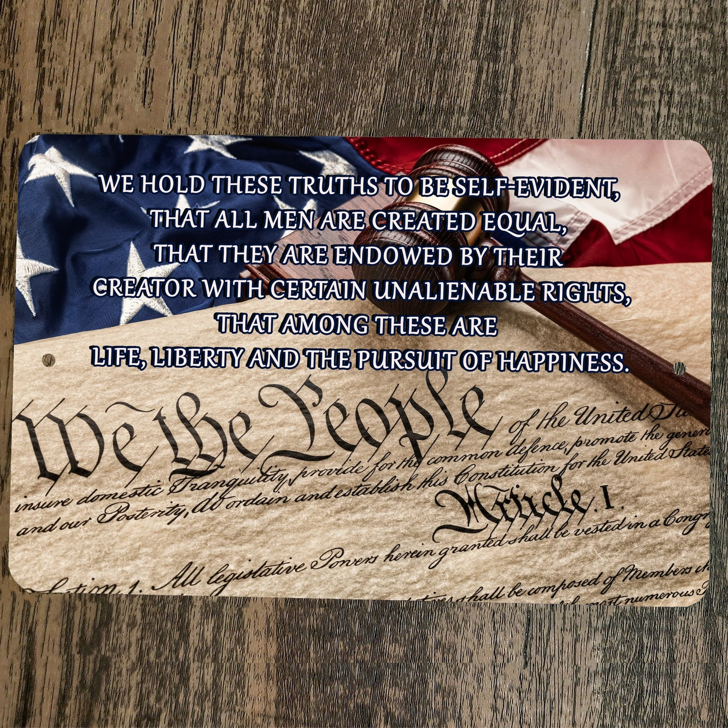 Jefferson Declaration of Independence Quote 8x12 Metal Wall Sign We The People