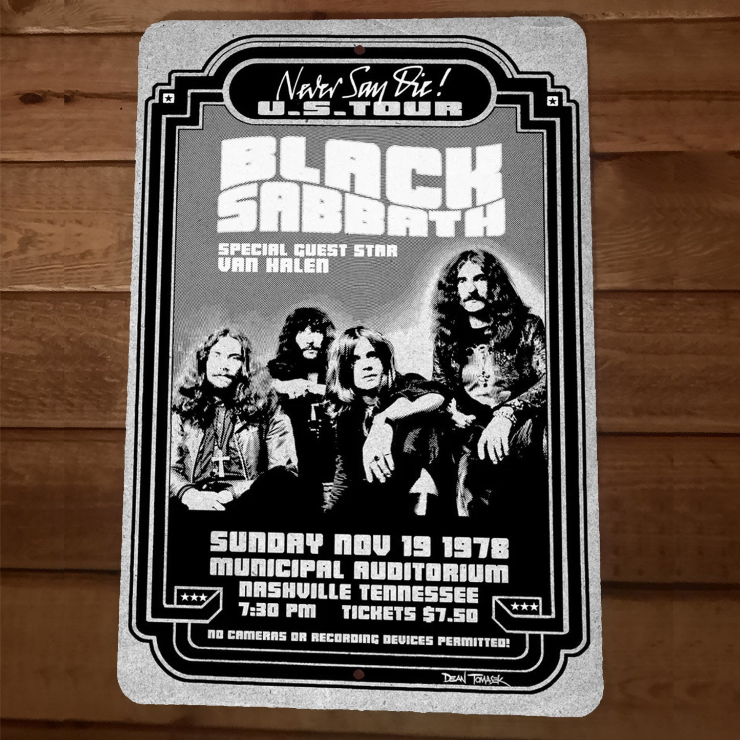 1978 US Tour Nashville TN Black Sabbath 8x12 Metal Wall Sign