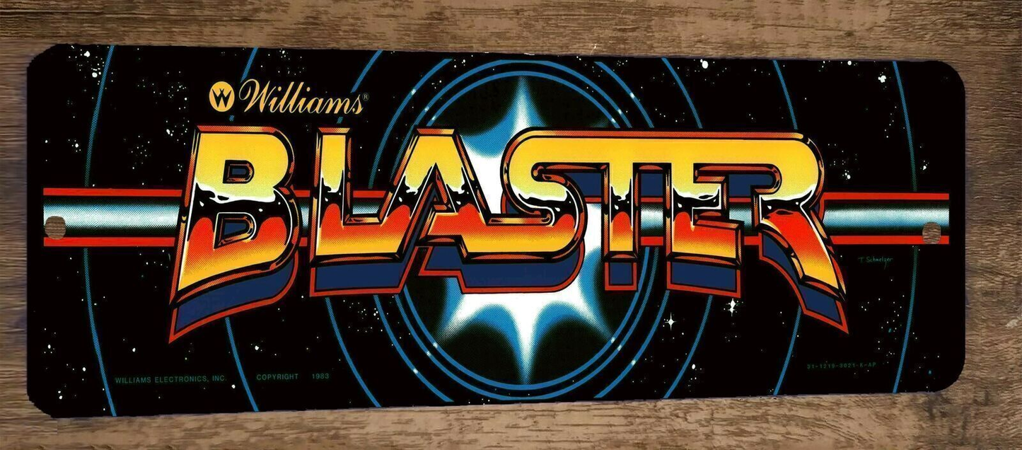 Blaster Arcade Video Game 3x12 Metal Wall Sign Marquee Banner Poster