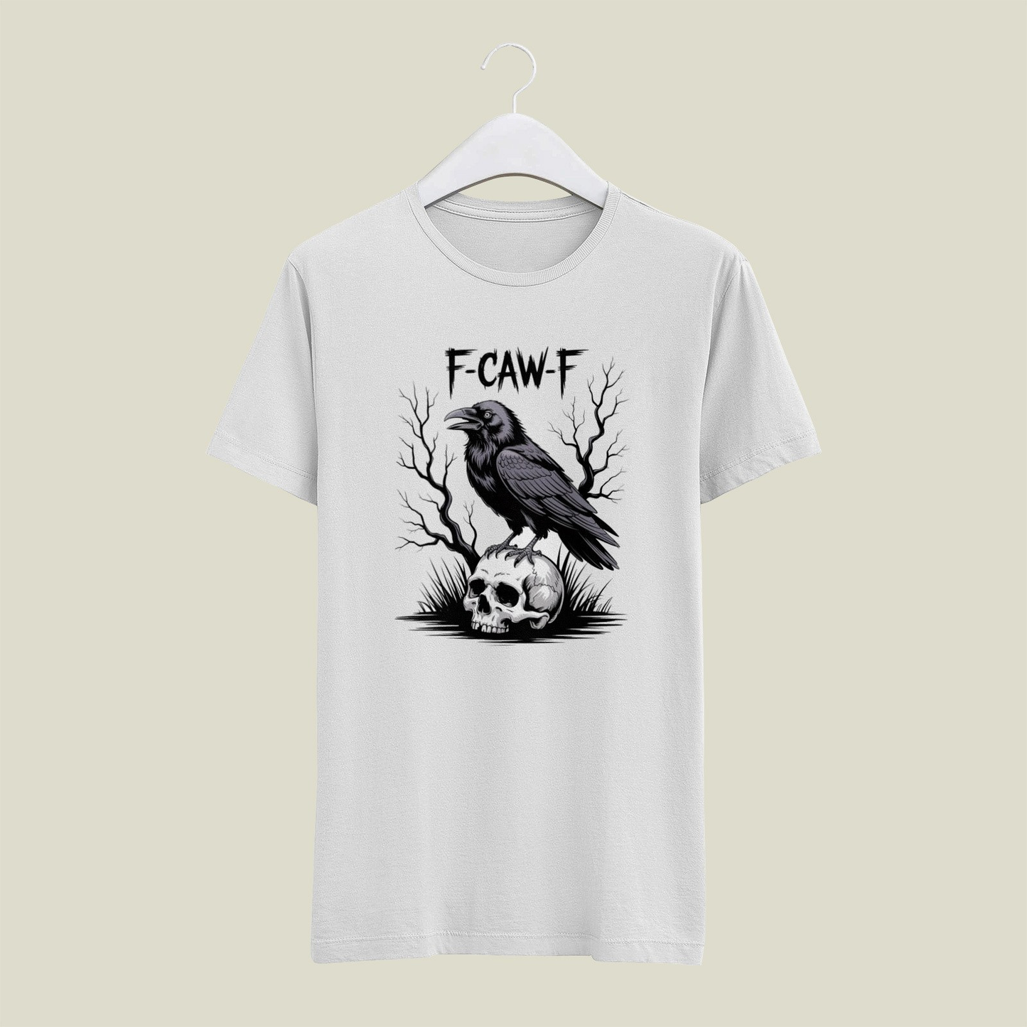 F CAW F Raven on Skull Mens T Shirt Gildan