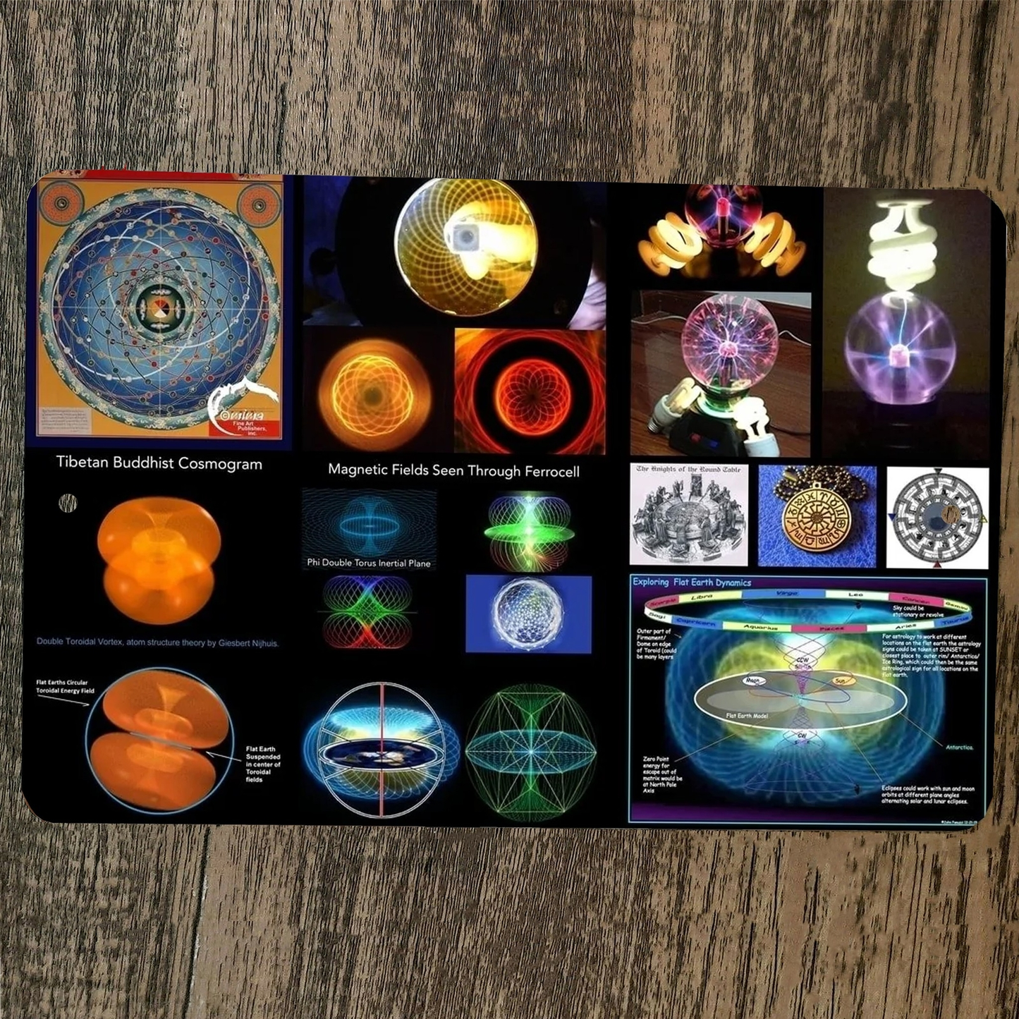 Magnetic Torus Field Flat Earth Tibetan Buddhist Cosmogram 8x12 Metal Wall Sign