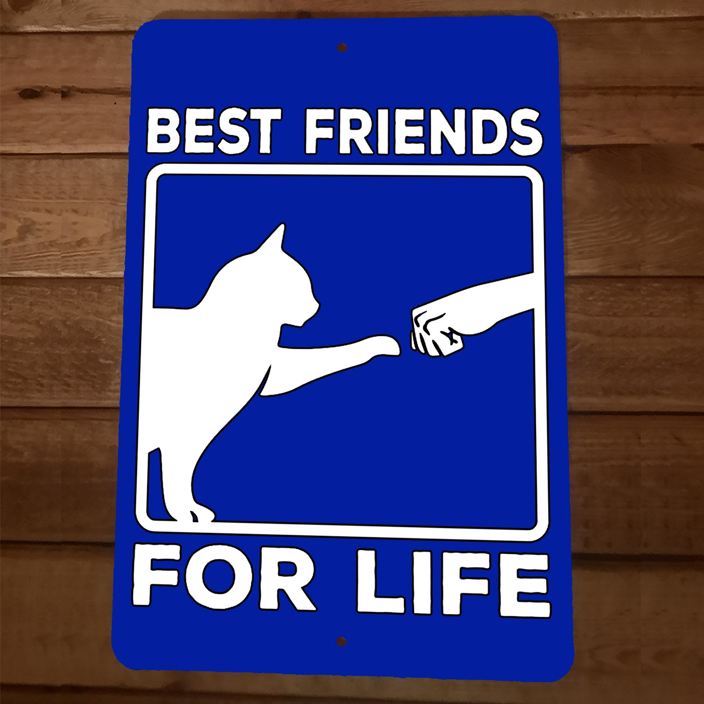 Best Friends for Life Cat 8x12 Metal Wall Animal Sign