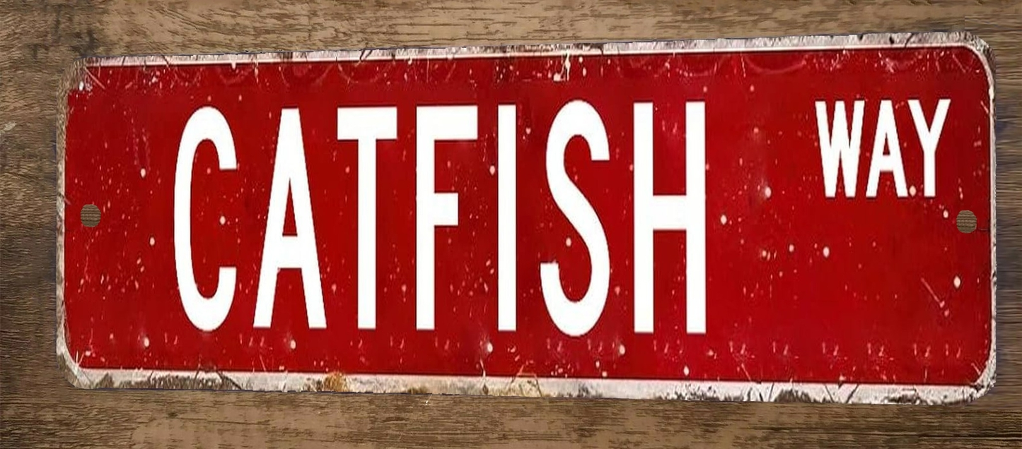 Catfish Way 3x12 Metal Wall Sign