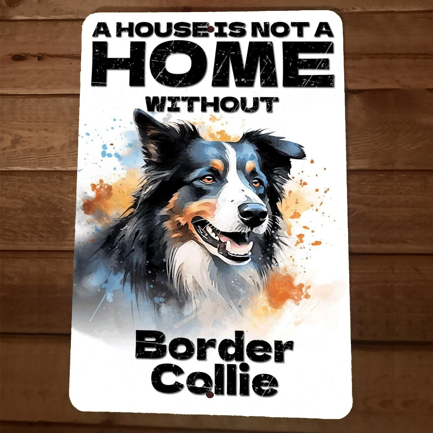 A House is Not a Home Without Border Collie Dog 8x12 Metal Wall Animal Sign