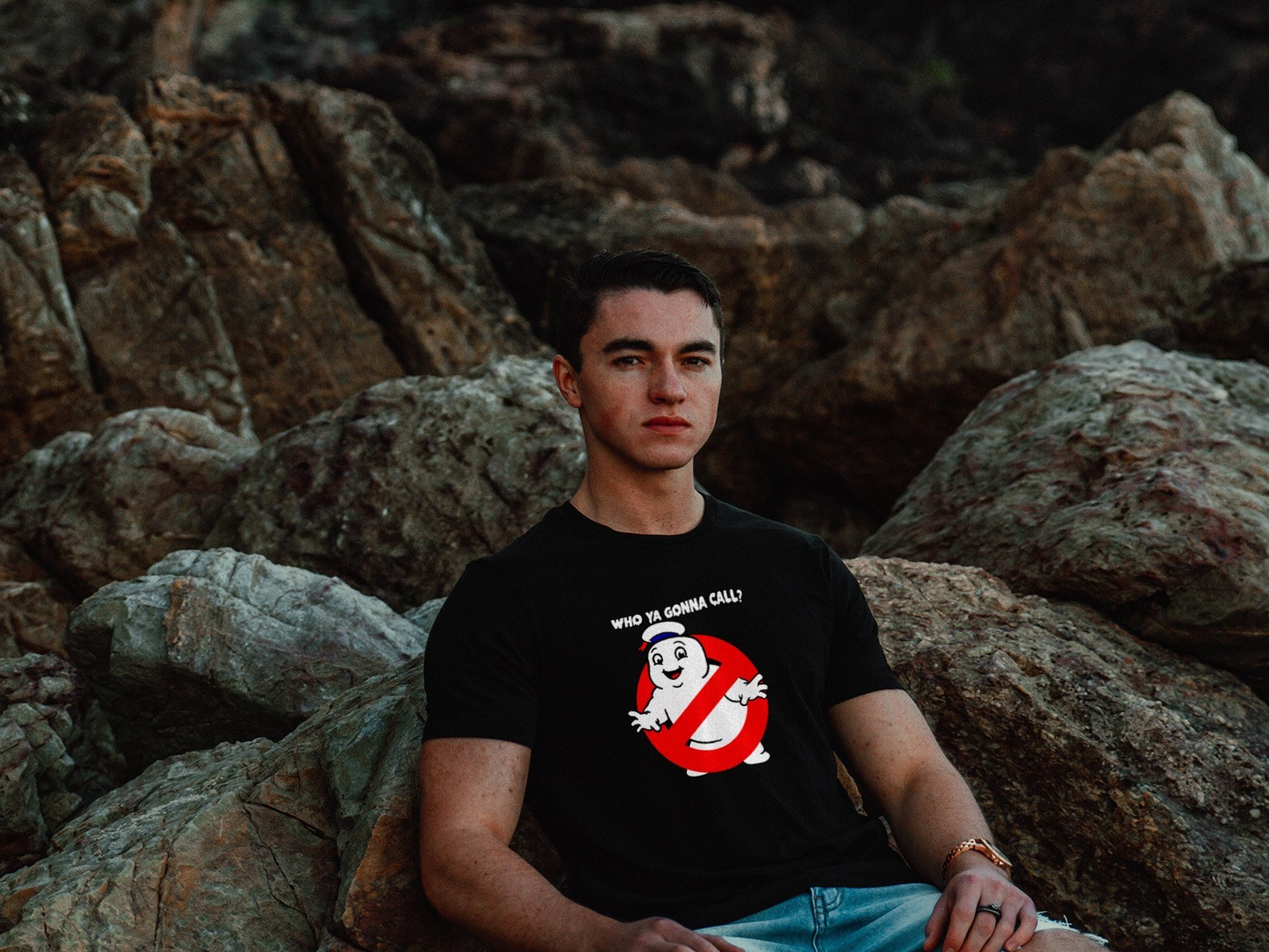 Who Ya Gonna Call Ghostbusters Marshmallow Man Mens T Shirt Gildan