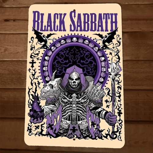 Purple Art Poster Black Sabbath 8x12 Metal Wall Sign