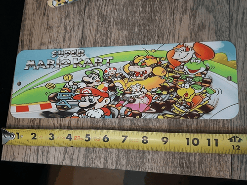 Super Mario Kart Classic Arcade Marquee Banner 3x12 Inch Metal Wall Sign