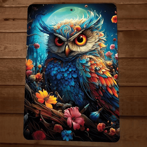 Creative Owl Artwork 8x12 Metal Wall Sign