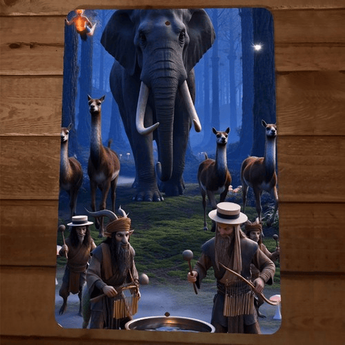 5th Dimension Enchanted Elephant Forrest Aliens Artwork 8x12 Metal Wall Sign