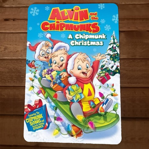 Alvin and the Chipmunks Christmas Cartoon Artwork 8x12 Wall Sign #1