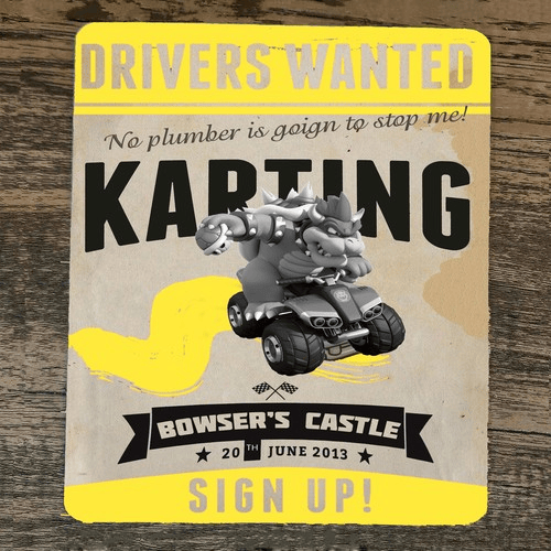 Mario Kart Drivers Wanted Bowser Karting Mouse Pad