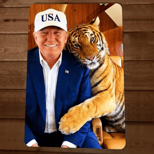 Tiger Love Commander Trump 8x12 Metal Wall Sign