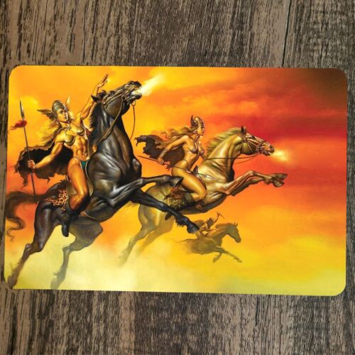 Valkyrie Women on Flying Horses 8x12 Metal Wall Sign Fantasy Poster