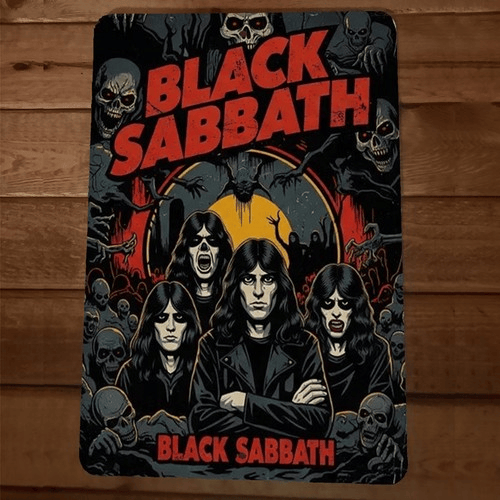 Bloody Sabbath Skulls Skeletons Black Sabbath 8x12 Metal Wall Sign