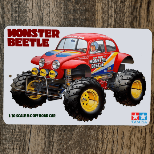 Monster Beetle RC Car Cover Tamiya 8x12 Metal Wall Garage Sign Radio Control