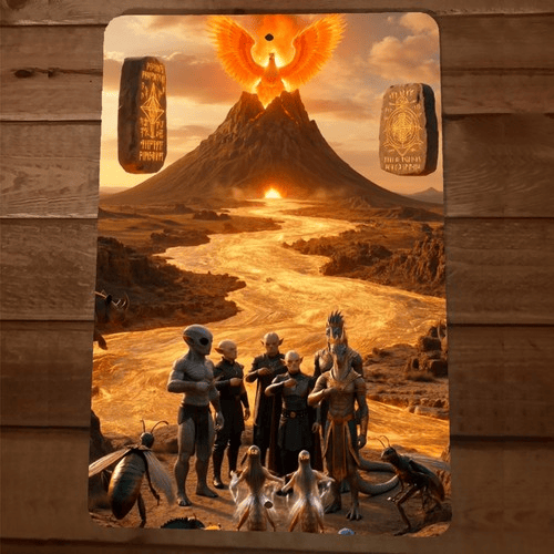 5th Dimension Phoenix Volcano Aliens Artwork 8x12 Metal Wall Sign