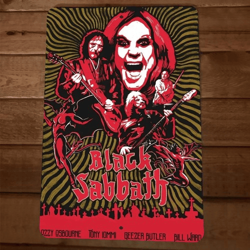 Red Poster Black Sabbath 8x12 Metal Wall Sign