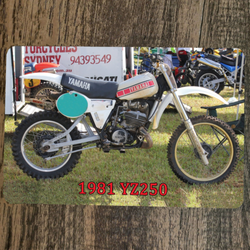 1981 Yamaha YZ250 Moto Cross Dirtbike Motorcycle 8x12 Metal Wall Garage Sign