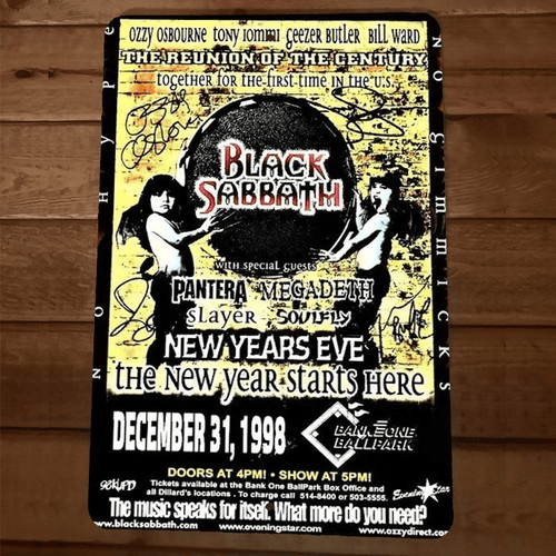 Reunion of the Century 1998 Black Sabbath Pantera Megadeth 8x12 Metal Wall Sign