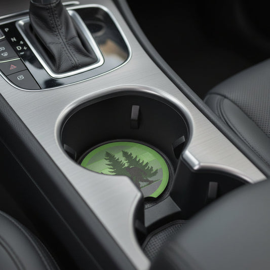 Sasquatch & Cat Car Coaster – Bigfoot Forest Cup Holder Coaster