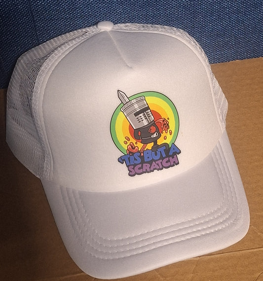 Adjustable Trucker Baseball Cap Featuring 'Tis But a Scratch' Quote from Monty Python