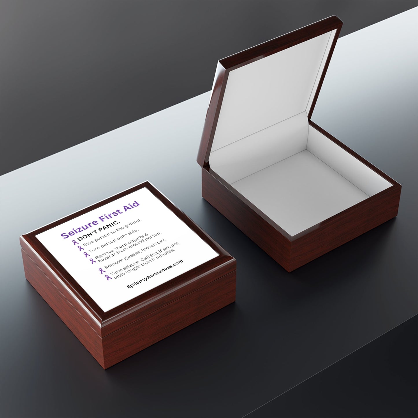 Seizure First Aid Jewelry Box – Epilepsy Awareness Keepsake Box