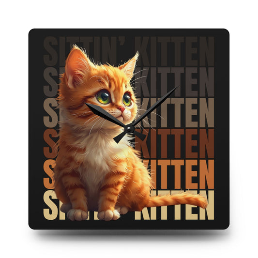 Sittin' Kitten Acrylic Wall Clock