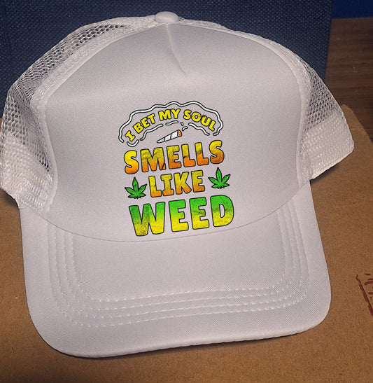 Adjustable Trucker Baseball Cap - I Bet My Soul Smells Like Weed 420