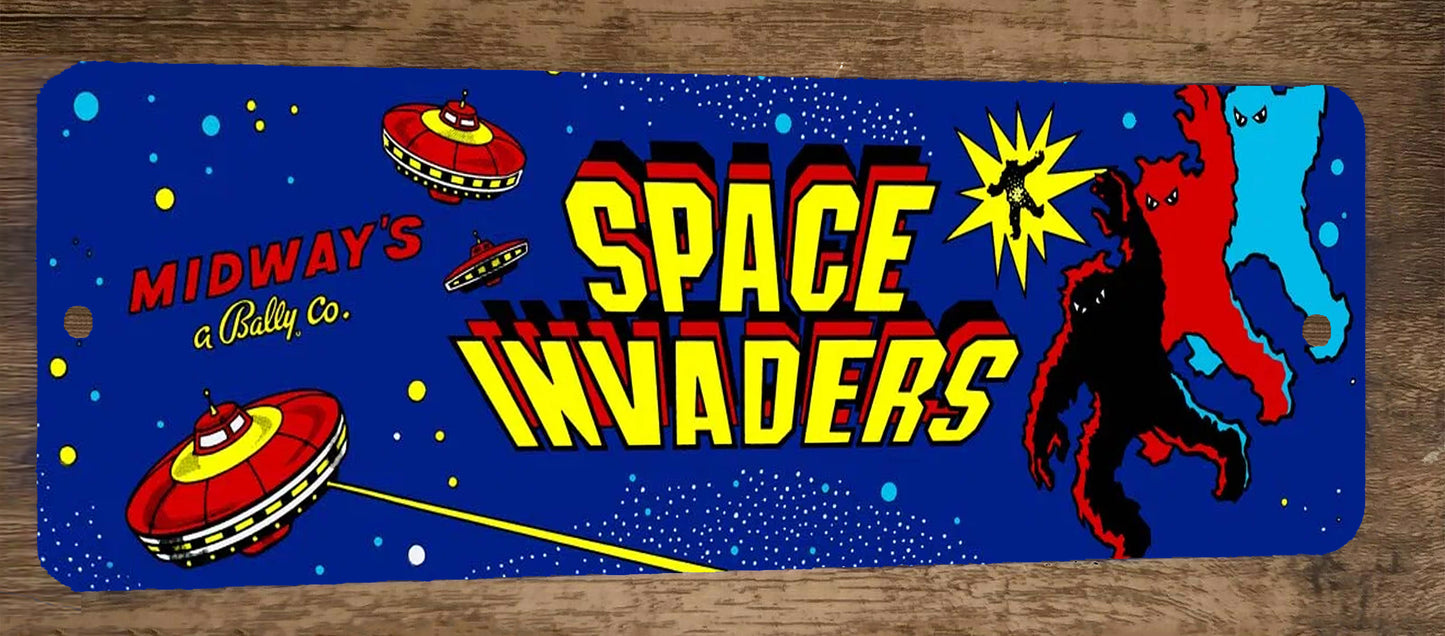 Space Invaders Arcade Marquee 4x12 Metal Wall Sign Retro 80s