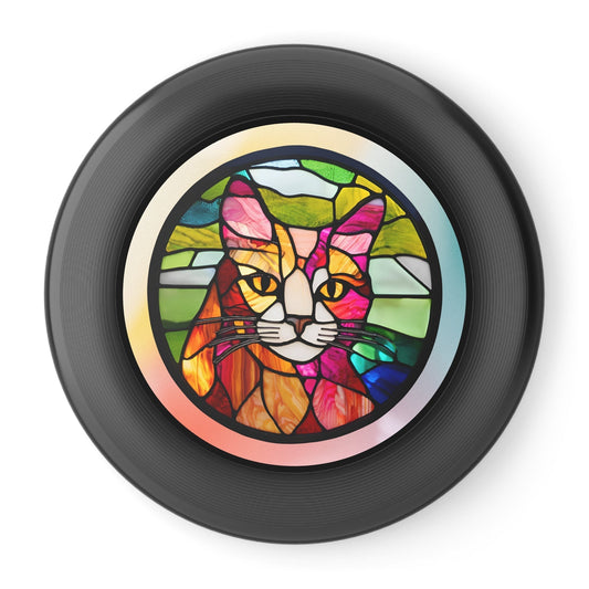 Stained Glass Cat Flying Disc - Colorful Outdoor Fun for Cat Lovers