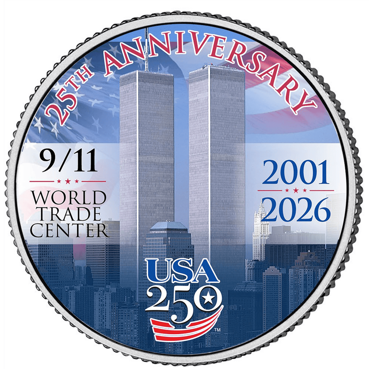 9/11 25th + America's 250th Anniversary Commemorative JFK Half Dollar